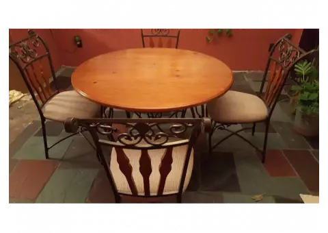 Kitchen Table with 4 Chairs - Wood/Wrought Iron